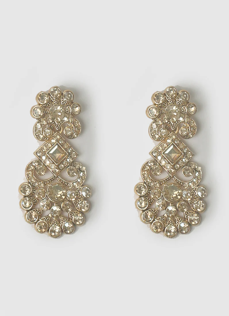 Womens Gold Stonework Floral Design Jewellery Set - Image 9