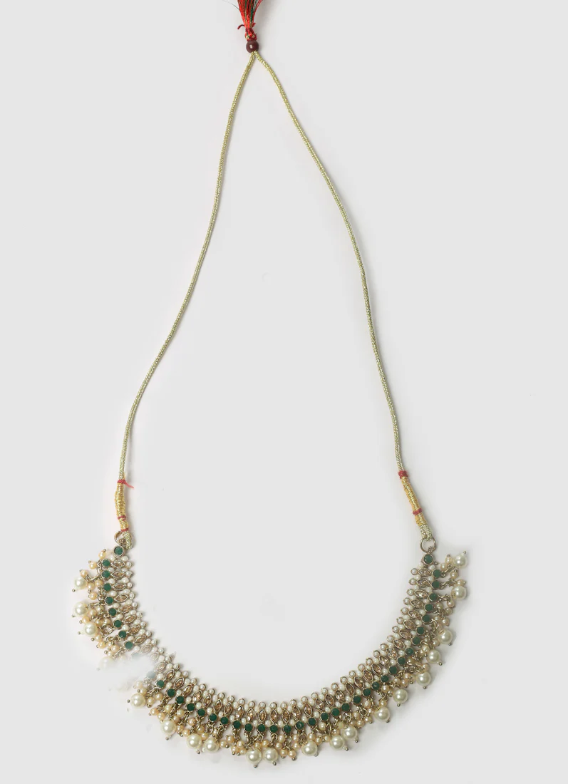 Women's Green Multilayer Diamante, Beads & Pearl Jewelry Set - Image 3