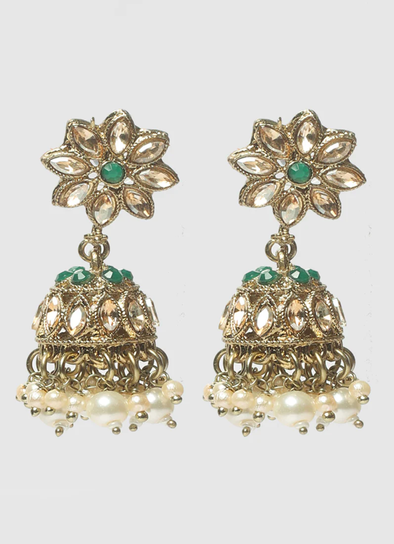 Women's Green Multilayer Diamante, Beads & Pearl Jewelry Set - Image 4