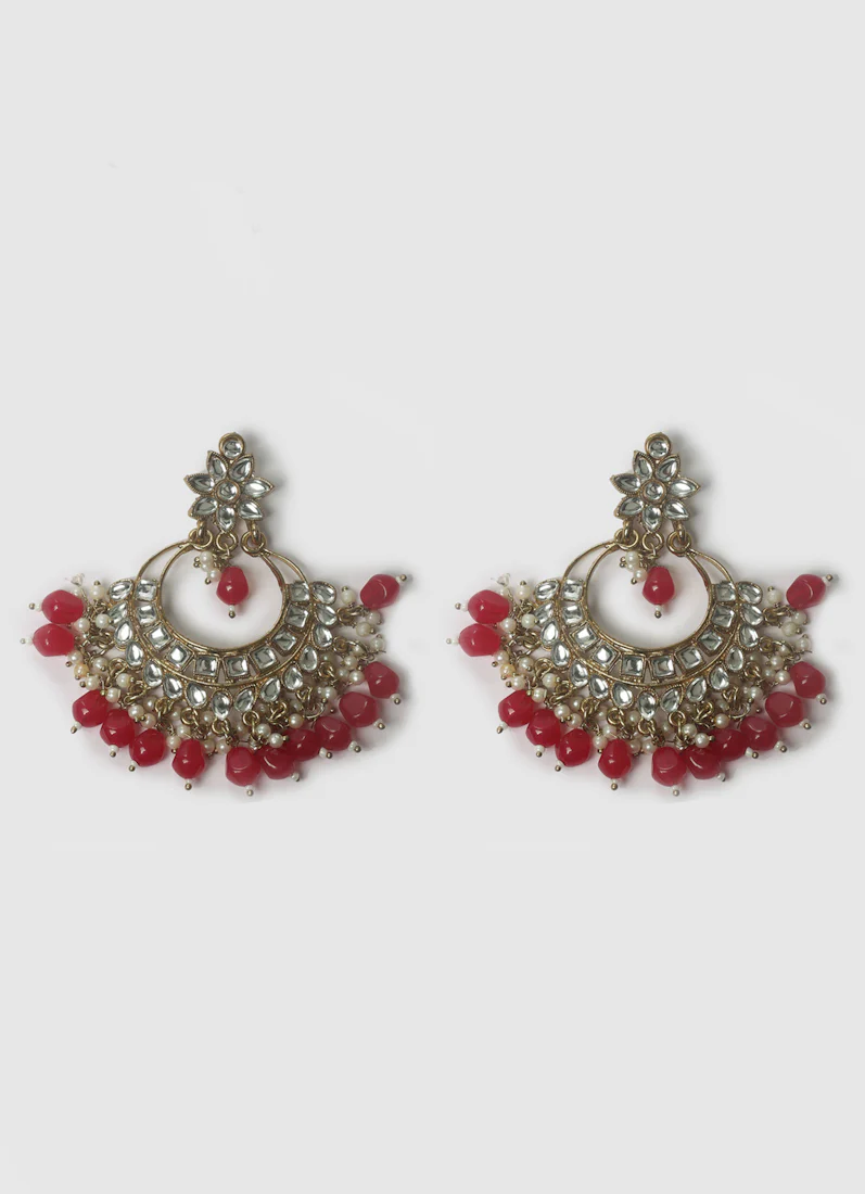 Woman's Kundan and Ruby beads Layered Jewellery Set - Image 4