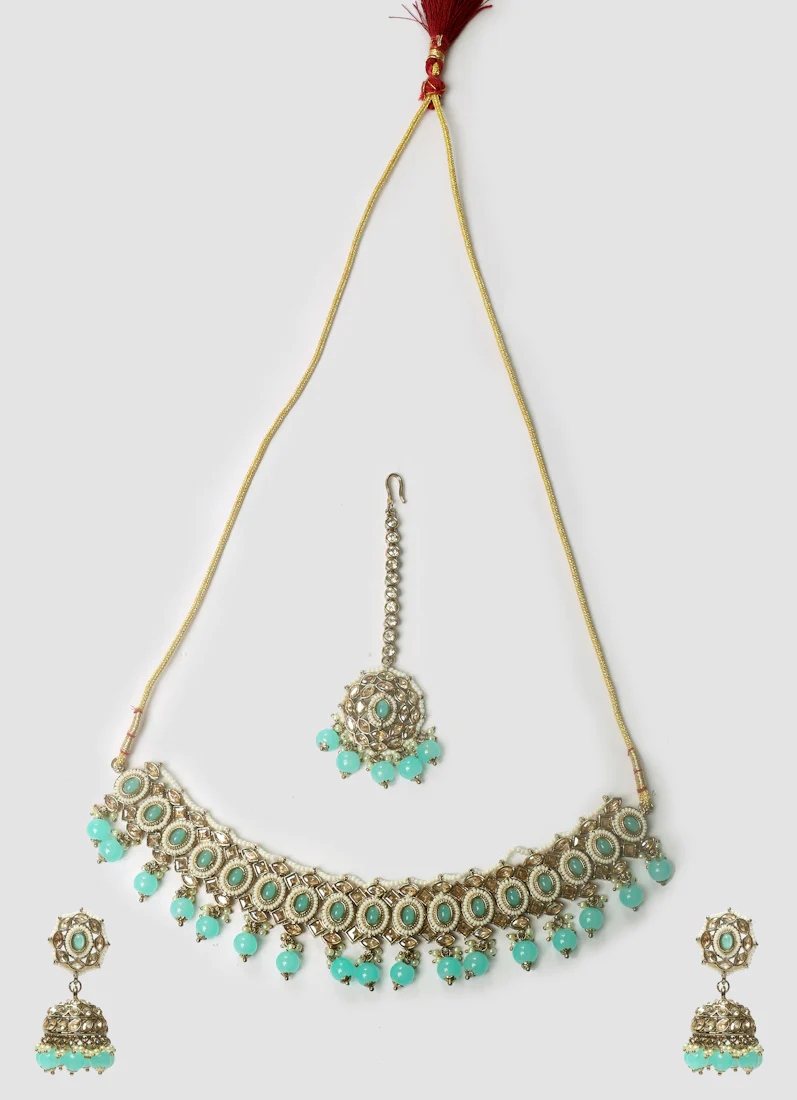 Women’s Light Blue Beads & Aqua Gemstone Jewellery Set - Image 2
