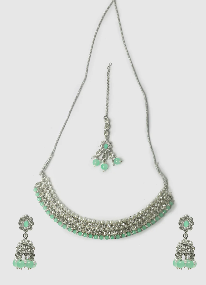 Womens Mint & Silver Stone & Pearl Jewellery Set - Image 2
