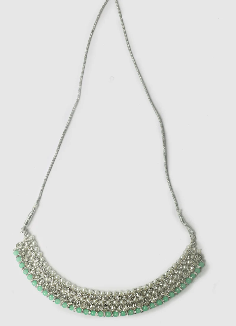 Womens Mint & Silver Stone & Pearl Jewellery Set - Image 3