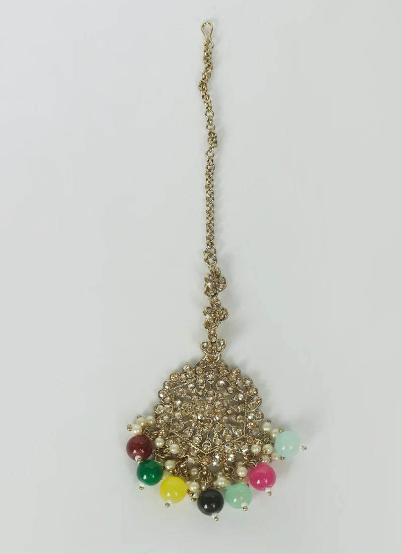 Women’s Multi-Color Bali Earrings & Tikka Set - Image 4
