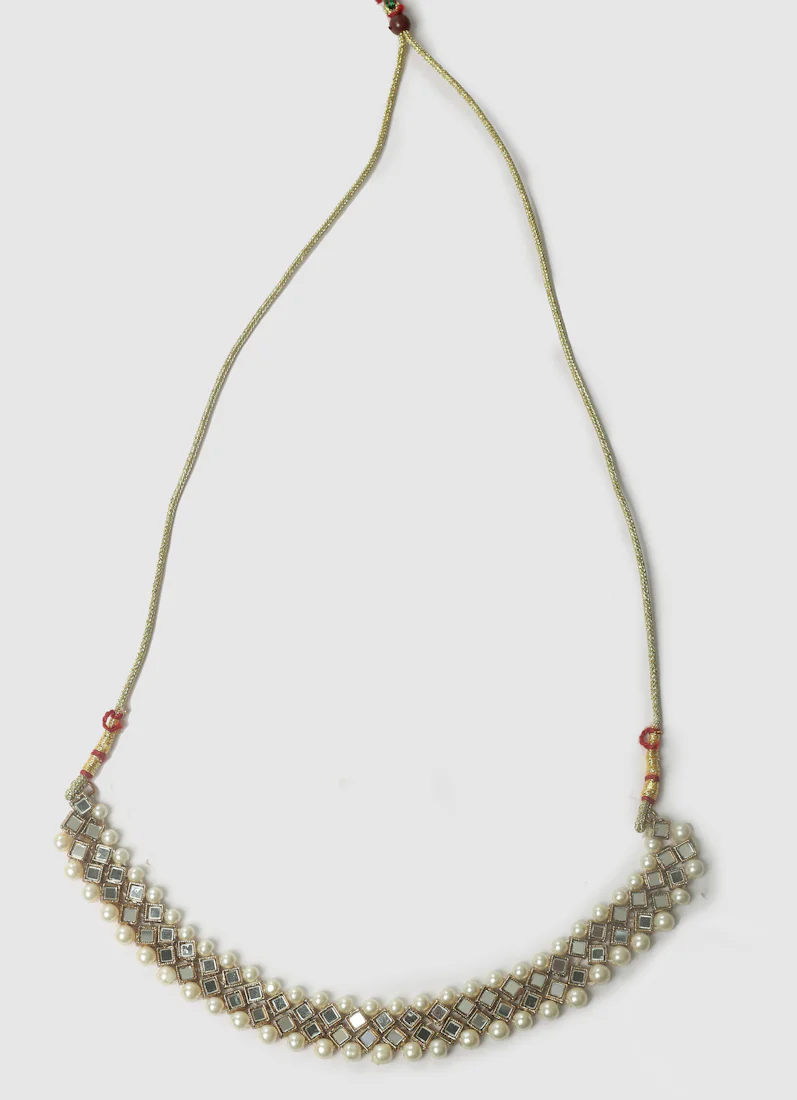 Women's Pearl & Gold Stonework Jewellery Set - Image 3