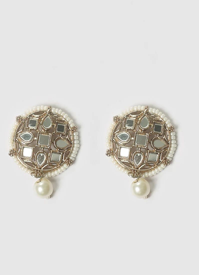 Women's Pearl & Gold Stonework Jewellery Set - Image 4