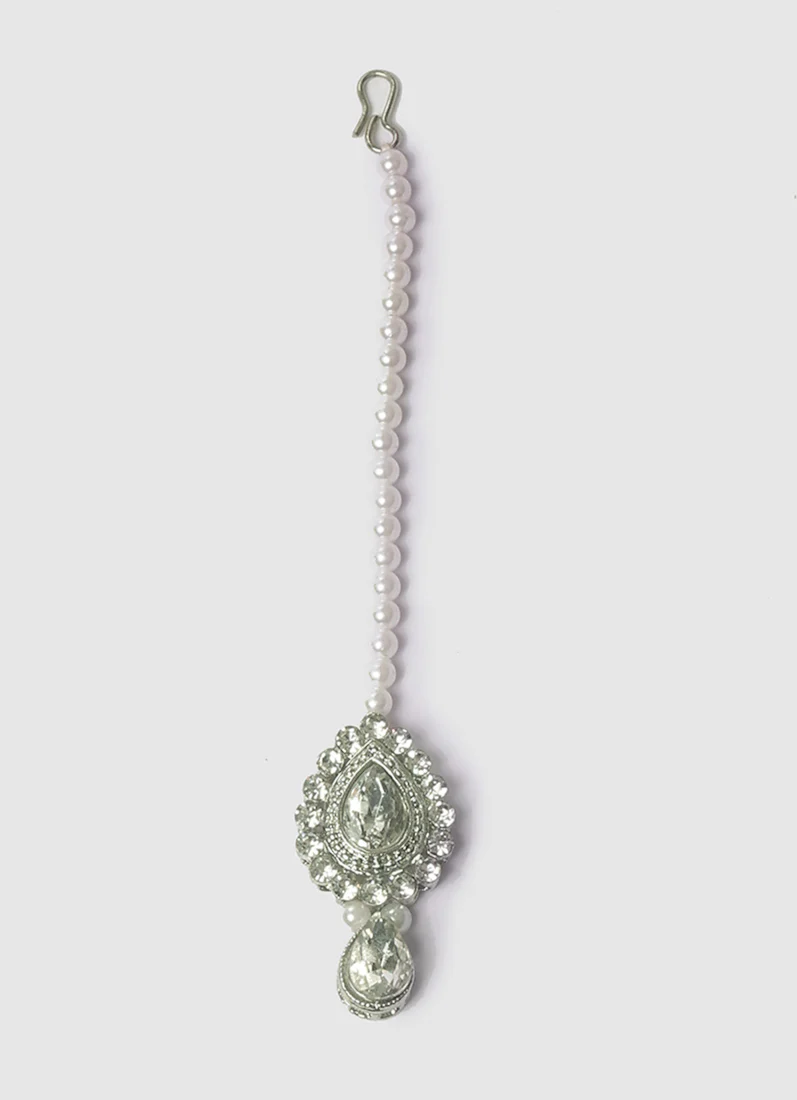 Womens Silver Diamonte & Pearl Jewellery Set - Image 4