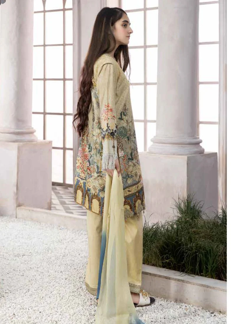 Yellow Embroidered Straight Cut Suit Set - Image 2