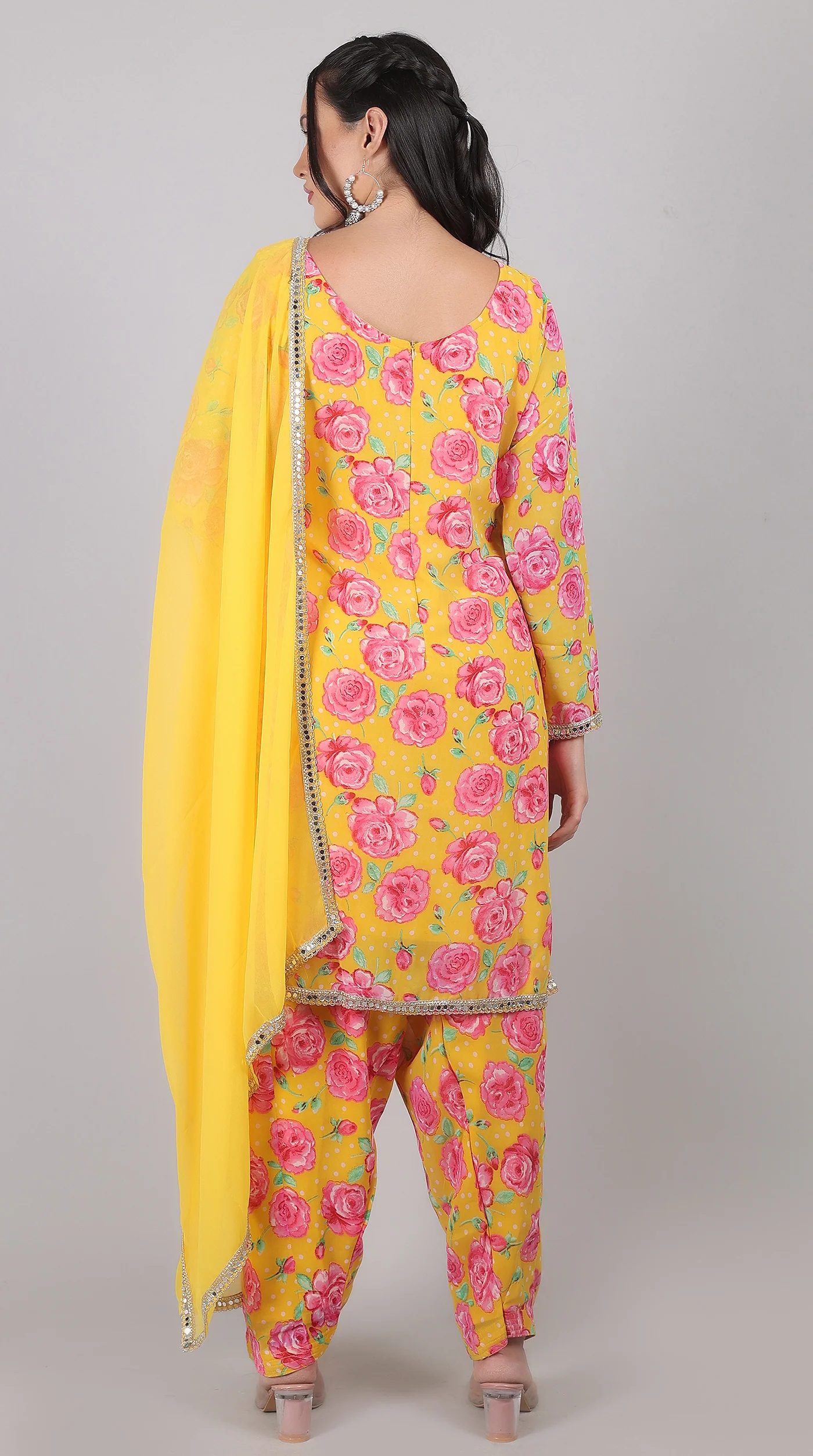 Yellow Georgette Suit Set with Dupatta - Image 5