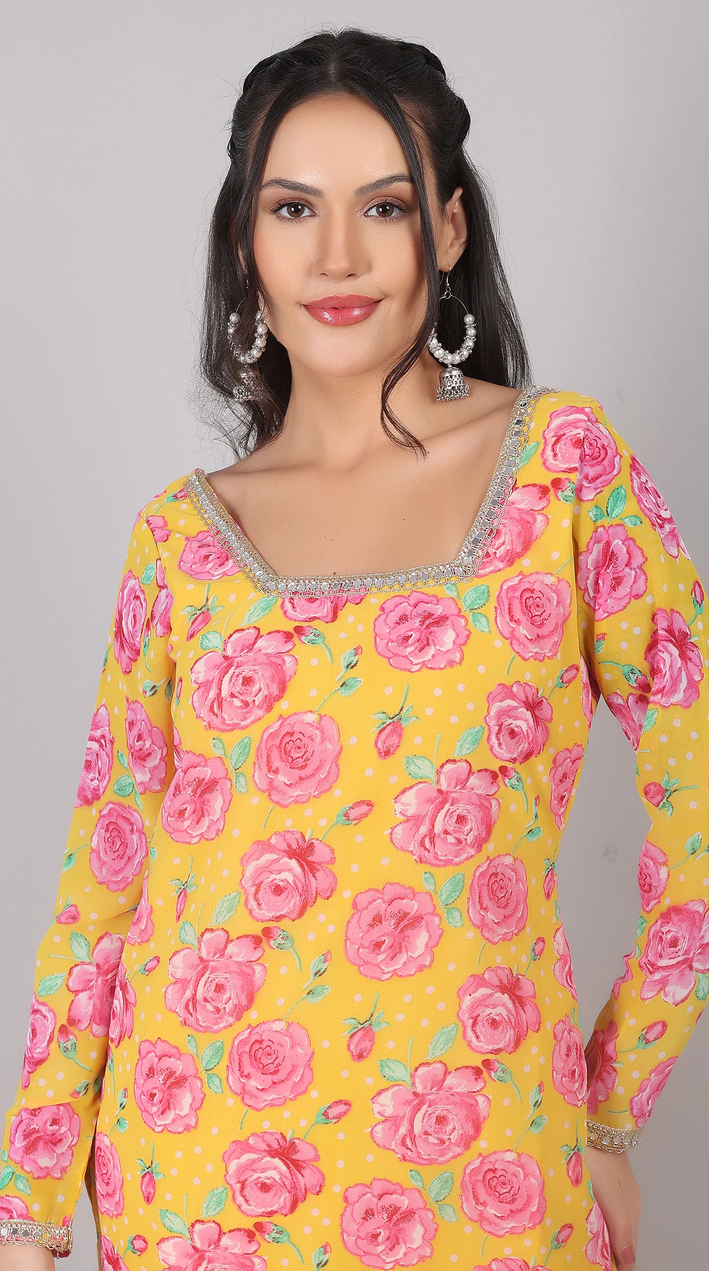 Yellow Georgette Suit Set with Dupatta - Image 7
