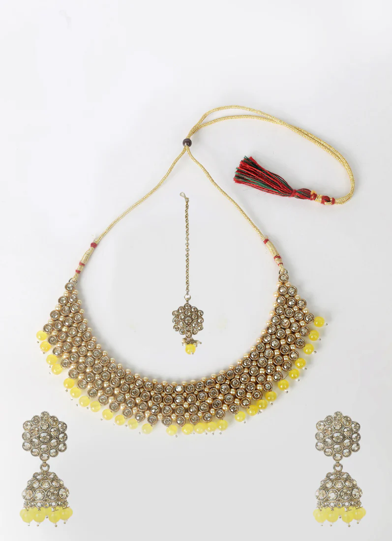 Yellow Pearl Heavy Necklace Set - Image 2