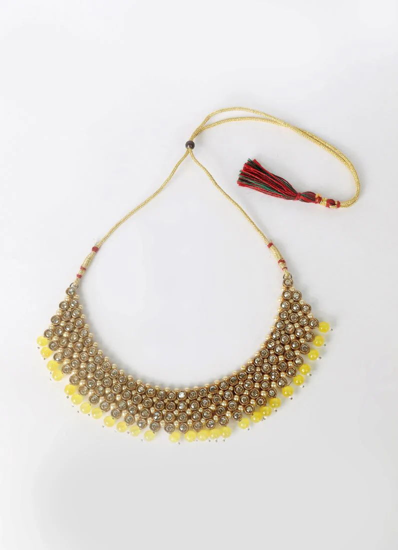 Yellow Pearl Heavy Necklace Set - Image 4