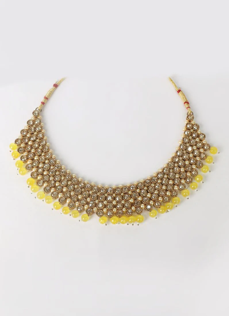 Yellow Pearl Heavy Necklace Set - Image 5
